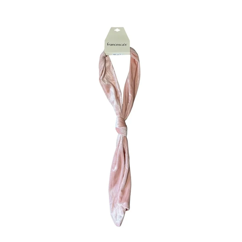 Francescas Dusty Rose Velvet Skinny Scarf Shimmer Multi-Way Headband BOWIE-LL144